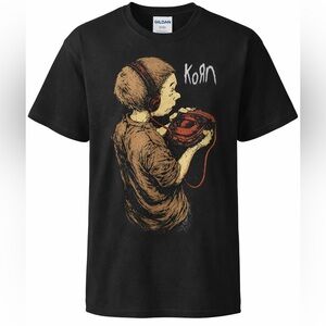 Korn Rock Nu Metal. Cotton Black T Shirt, Crew-Neck Sz S-2XL.